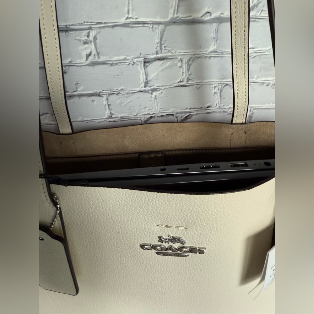 Coach Thea Tote Bag white/silver 14-15 inches laptop CP037-1 NWT - Picture 14 of 16